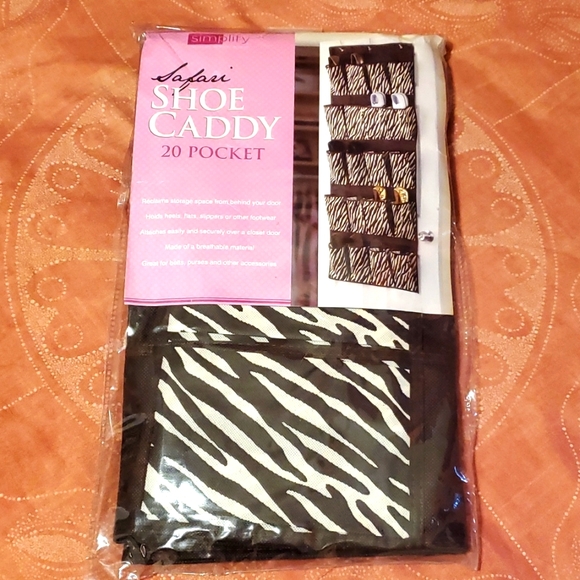 Safari Shoe Caddy Brown & Cream Zebra 20 Pocket - Picture 1 of 2